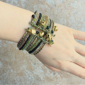 Boho gypsy beaded bell cuff bracelet